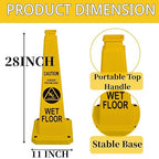 BESEA Caution Wet Floor Sign 6 Pack, 28" Heavy Duty Safety Cone with Weighted Base, Yellow 4-Sided Bilingual Warning Sign, Non-Slip Floor Safety Cone for Restaurants, Stores, Schools, Hotels