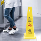MATTHEW CLEANING 3 Packs 36” Caution Wet Floor Safety Cones for Indoors and Outdoors,Bright Yellow Caution Wet Floor Sign,4-Sided Bilingual Signs,Avoid Fall & Slip Accident