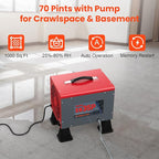 Abestorm 70 Pints Crawl Space Dehumidifiers, Compact Portable Commercial Dehumidifier Up to 1,000 sq. ft. Auto Defrost, Memory Starting Crawlspace dehumidifiers