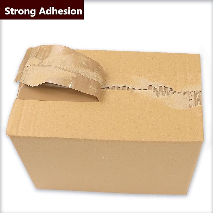 CHUANGSEED Packing Tape with Dispenser – 6 Rolls Brown Shipping Tape (2.4Mil x 1.88” x 60 Yards), Heavy Duty Box Sealing Tape for Moving, Packaging, Office, Warehouse