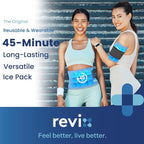 REVIX 45-Minute Long-Lasting Gel Ice Packs Reusable with Ice Grid Gel Design, Soft Cold Packs for Knee & Back with Adjustable Strap, Cold Compression Therapy for Enhancing Comfort, 14 × 7", 2 Packs