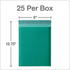 Quality Park Bubble Mailers, 8.25 x 11, Turquoise Poly Mailers, Padded Envelopes, Shipping Bags, Water Resistant, Self Seal, 25 Per Box (QUA85914)