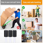 Sherr 5 Inch Stretch Shrink Film Roll Plastic Wrap for Moving Packing with Handle 800 Feet 80 Gauge Thick Industrial Self-adhering for Packaging Furniture Luggage Supplies (Black, 20 Pack)