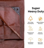 WHITEDUCK 20' x 40' Super Heavy Duty Poly Tarp Thick 16 Mil, Waterproof 100% UV Resistant Rip/Tear Proof Tarp w/Rustproof Grommets & Reinforced Edges (Finished Size: 19'6"x39'6")