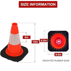 OrangeStar 12" Traffic Cones 6-Pack, Orange Safety Cones with Reflective Collar, Heavy Duty Base for Driving Practice, Parking Lots, Roadwork, Construction | Indoor & Outdoor Use