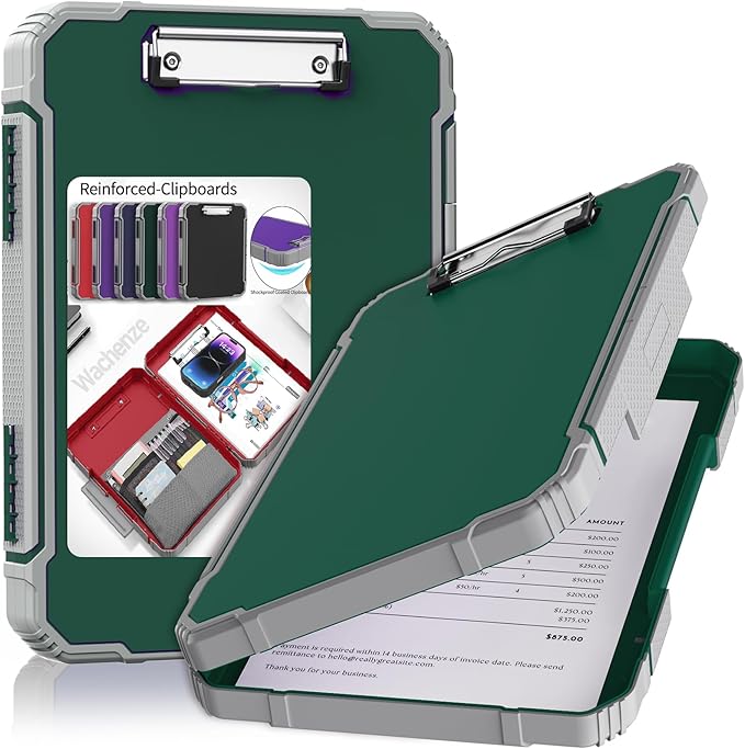 Thicker Clipboard with Storage, Internal Pen Pouch Included, A4 / Letter Size, Heavy Duty Clip Boards 8.5x11 with Double Clips, Plastic Shockproof Clipboards Contractor for Driver Teacher