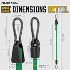 Bungee Cords with Hooks, 48 Inch Adjustable Green Bungee Cords with Carabiner Heavy Duty Outdoor, 8mm Thick Easy to Adjust Bungee Rope UV Resistant for Truck Bed, Bike Rack, Trash Can, Moving, 6 Pack