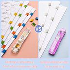 Reusable Portable Paper Clam Clip Dispenser, 40 Sheet Capacity-2Pcs, 100 Metal Refill Clips (50 Silver + 50 Color) for Home School Desk Office (Purple and White)