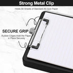 Small Clipboard with Storage, A5 Clipboards with Pen Holder, Half Letter Clip Boards 6x9 Mini Plastic Clipboard with Low Profile Clip for Classroom, School, Office Supplies (Black)