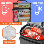 opux Insulated Lunch Bag for Men Women, Large Dual Compartment Cooler Bag, Soft Two Deck Lunch Box for Work School Picnic, Leakproof Lunch Tote with Strap for Kid Adult (Charcoal Gray, Double Deck)