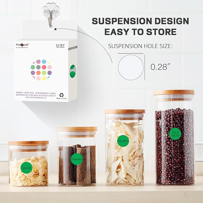 PARLAIM 1/2 Inch Round Adhesive Color-Code Dot Stickers,500 Stickers Inventory Dots Label in Dispenser Box,Green Circle Coding Labels for Office Home(Green)