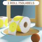 CLASSY 2" Circle Thermal Sticker Label - Multi-Purpose Self-Adhesive Round Direct Thermal Labels for Name Tags, Inventory, Color Coding, Logo Design (750 Labels/Roll, Yellow)