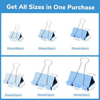 Temiary Aesthetic Binder Clips, 40 Pcs 0.75 Inches Small Metal Binder Clip with Clear Storage Container, Binding Paperwork Clamps for School Teachers Office Supplies (Blue)