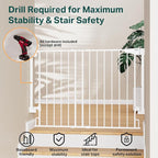 Cumbor 2 Pack 29.2-43" No Bottom Bar Baby Gate for Stairs, 2-in-1 Auto Close Dog Gate Indoor, Hardware Mounted Pet Gate for Doorways with Large Walk Thru Door, Child-Proof Safety Gate for Kids (White)