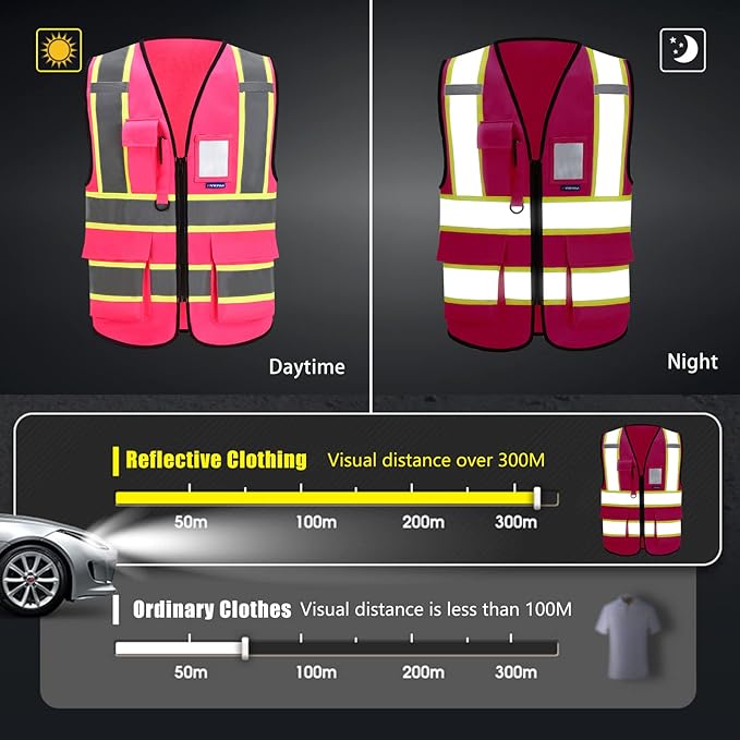AYKRM Custom Logo Personalised Printed High Visibility Reflective 2 two tone work construction Safety Vest