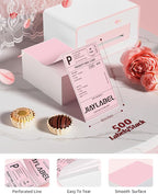 4x6 Thermal Shipping Label Mailing Stickers Paper for Thermal Label Printer USPS UPS Address Big Packing Fanfold Pink Color 500 Labels/Stack,1 Stack