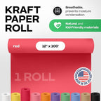 12" x 1200" (100 feet) Christmas Red Kraft Paper Roll - USA-Made Quality Craft Paper for Gift Wrapping, Kids' Arts & Crafts, School Projects - Natural Material 50lb Thickness by IDL Packaging