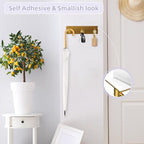 VIS'V Key Holder Wall Mount, Small Metal Self Adhesive Key Hanger with 3 Hooks, No Drilling, Extra Adhesive Strip, Gold