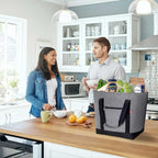 LHZK Jumbo Insulated Cooler Bag with HD Thermal Insulation - Collapsible Leakproof Insulated Tote Bag with Zippered & Handles, Soft Cooler Makes a Perfect Grocery, Beach, Travel, Picnic (50L, Grey)