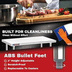 DuraSteel 24x12 Stainless Steel Work Table - NSF Commercial Prep Metal Table - Outdoor Pizza Oven Stand w/Under Shelf - Kitchen Island Laundry Utility Garage Microwave Stand Large Rolling Storage Cart