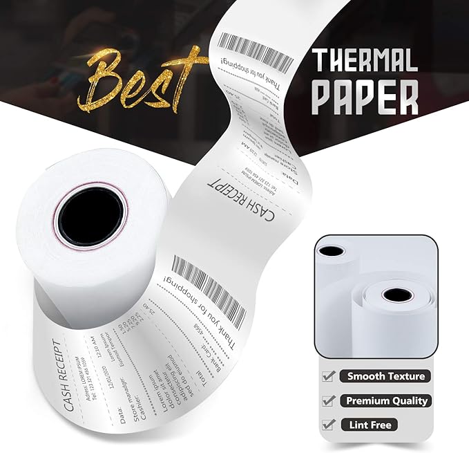 Azure Zone, Thermal Paper Rolls 2-1/4 X 50ft, 100 Rolls, Fits Most POS Machines and Cash Registers, Great for Businesses and Sales