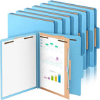 Skyygemm 12 Pack Classification Folders Letter Size Bulk with Divider and 2" Expansion, Pressboard Folder with 2 Prong Fasteners for Teachers, Clergy, Office, Church, Christmas Donations(Blue)