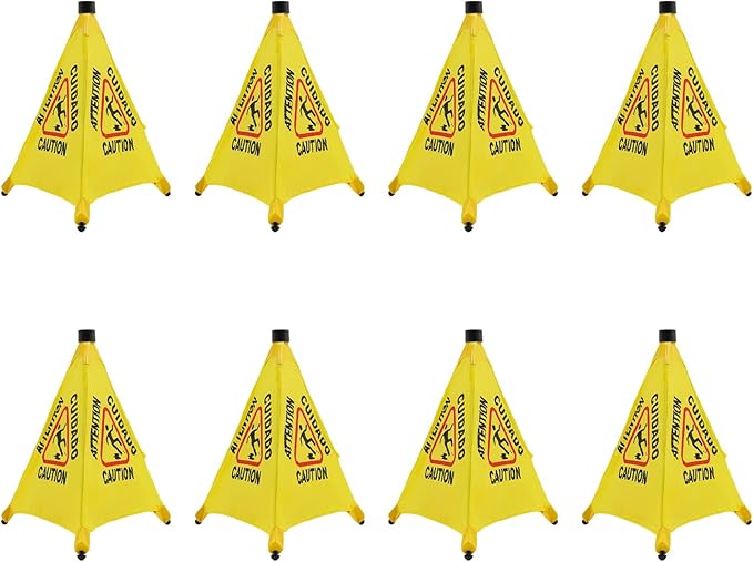 Caution Wet Floor Sign with Storage Tube 20 Inch Folding Commercial Wet Floor Pop Up Cones Slippery When Wet Sign for Restaurant, Supermarket, Restroom (8)