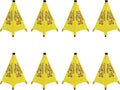 8 Pack Umbrella Wet Floor Signs with Storage Tubes, 20" Collapsible Caution Signs for Commercial Use, Safety Cones for Restaurant, Hotel, Mall (Yellow)