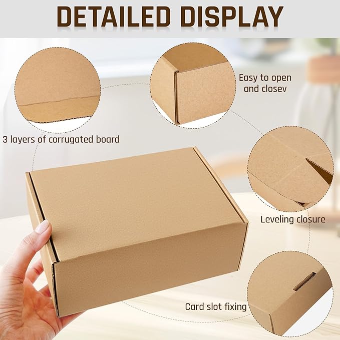 100-Pcs Small Shipping Boxes - 3 Layer Corrugated Cardboard Brown Mailer Boxes for Gift Packaging, Small Business Supplies, Bulk Gift Box(5.91 x 3.94 x 1.57 Inches)