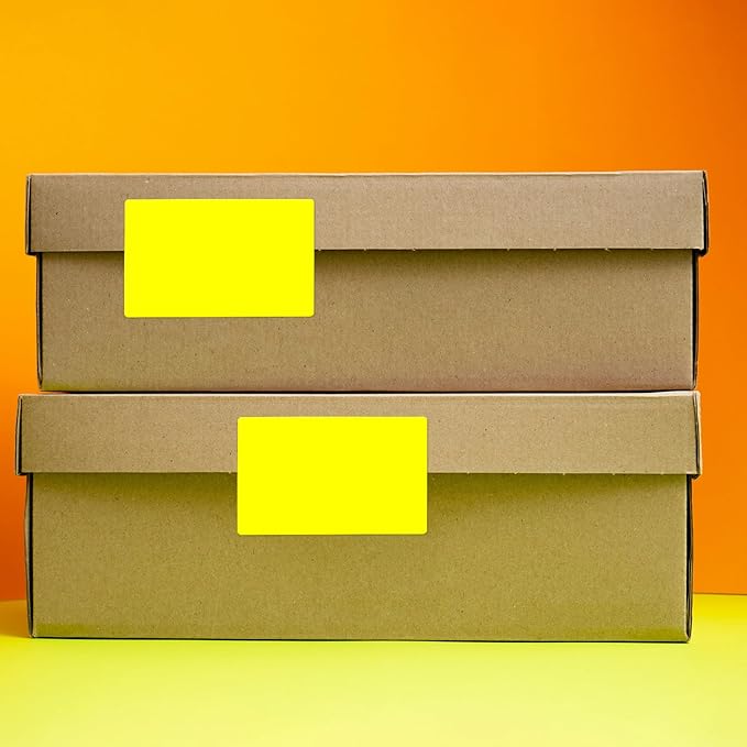 Yellow Rectangle Stickers 3 x 2 Inch Color Coding Labels Vinyl Roll Self-Adhesive Waterproof Removable 500 PCS
