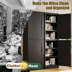 2 Door Metal Locker Cabinet, 19.7’’W Narrow Vertical Steel Storage Cabinet with Locking Door and 4 Adjustable Shelves, Garage Tool File Cabinets for Office, Kitchen, Bathroom, Black