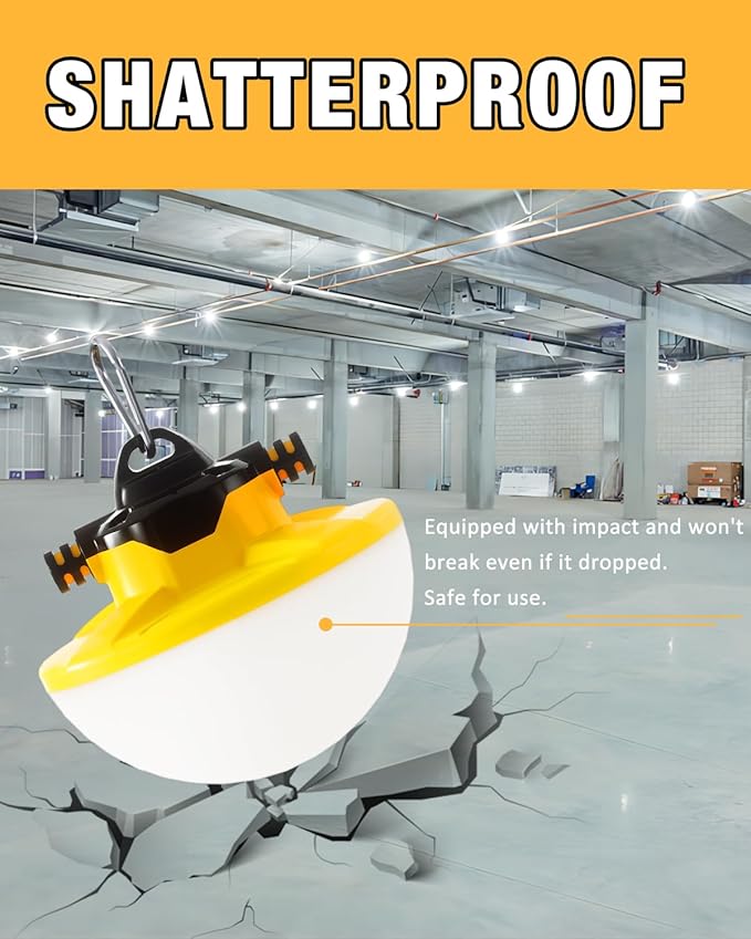 100FT Construction String Light 130W 16000Lm, 5000K Industrial Grade LED String Work lights, IP65 Waterproof Temporary Lighting for Construction Sites, Renovation, Mine Cave, Job Site, Walkways