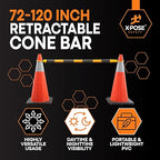 Retractable Barrier for Safety Traffic Cones - 2" OD - Large Yellow and Black Bar Barricade - for Road Construction, Parking, Warning, Temporary Security Divider (1, Yellow & Black, 72" x 120")