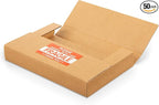 50 Pack 9x6x1.3 inch Corrugated Cardboard Boxes, Multi-Depth CD DVD Shipping Boxes with Fragile Stickers for Mailing, Storing, Packaging, Brown