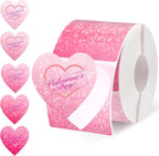 Ctosree 500 Pcs/ 1 Roll Thermal Sticker Labels Self Adhesive Direct Thermal Labels Multipurpose Printer Stickers for DIY, Name Tag(Heart,2 Inches,Shimmering Pink Gradient)