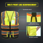 AYKRM 11 color High Vis Reflective Safety Vest for Women Men Security Pocket Zipper