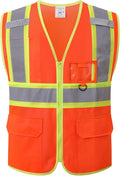 Safety Vest for Men Women,Hi Vis Construction Mesh Class 2 High Visibility Reflective Vest with Pockets,Meets ANSI/ISEA Standards(EK1-178-Orange-M)
