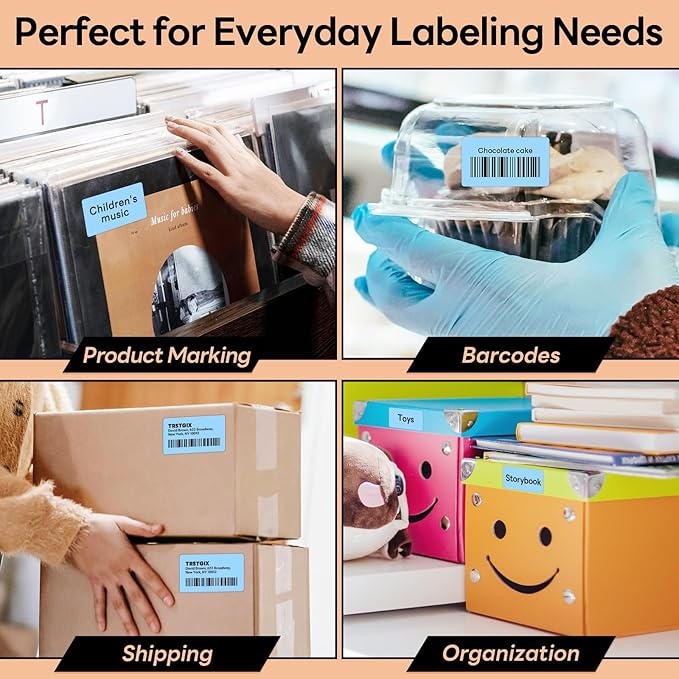 2.25" x 1.25" Direct Thermal Labels, Strong Adhesive Stickers Compatible with Zebra, Rollo, Munbyn & Most Desktop Thermal Printers (6 Rolls / 6000 Labels, Light Blue), TRSTGIX