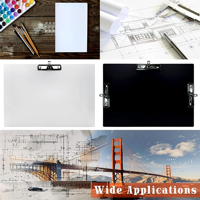 Aluminum 11x17 Clipboard A3 Metal Stainless Hangable Clipboards with Clips Art Pen Holder Extra Large Clip Board for Business Medical Professionals Workshop (Silver, A3-Single)