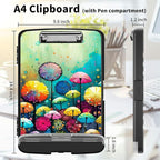 Clipboard with Storage High Capacity Plastic Nursing Clipboards with Pen Holder File Folder Storage Box Clipboard with Heavy Duty Clips for Teacher,Doctor,Offices-Colored Mushroom