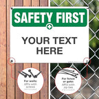 Custom Safety First Sign, OSHA Sign, 10x14 Inches, Rust Free .040 Aluminum, Fade Resistant, Indoor/Outdoor Use, Made in USA