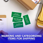 Perco Green 3x5 Inch Perforated Sticker Labels — 150 Stickers Per Roll — with Permanent Adhesive for Inventory Management, Color Coding, Moving Boxes, Retail, Organizing, Crafting & More — Made in USA