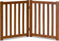 LZRS 2-Panel Wooden Free Standing Foldable Dog Gate Indoor – Solid Hardwood 24" High, Step-Over Safety Pet Gate for Doorways, Stairs & Small Spaces - Indoor Use, Oak