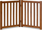 LZRS 2-Panel Wooden Free Standing Foldable Dog Gate Indoor – Solid Hardwood 24" High, Step-Over Safety Pet Gate for Doorways, Stairs & Small Spaces - Indoor Use, Oak