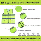 Safety Vests 10 Pack -Yellow Reflective High Visibility Construction Work Vests for Men,Woman,Pockets,Hi Vis Mesh and Neon Silver Strip,CIMC