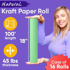 18" x 1200" (100 ft) Light Green Kraft Paper (Case of 16 Rolls), 45 lbs Thickness, Made in USA Kraft Paper for School, Art Colored Paper, Gift Wrapping Paper, Packing Paper for Moving