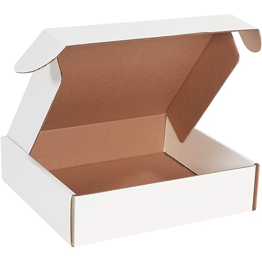Box USA 12" Deluxe Shipping Boxes 12"L x 11"W x 3"H, 50-Pack - White Box Mailers for Packaging, Storage, Gifts or Bulk Business Orders