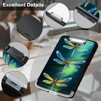 Clipboard with Storage,Office Supplies Nursing Clipboards Folder with Pen Holder Plastic Storage ClipBoard Foldable for Teacher Nurse,Green Dragonflies