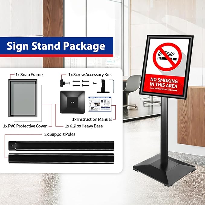 Sign Stand 11x17inch Pedestal Sign Holder Poster Stand 3Packs Adjustable Floor Standing Sign Holder with Heavy Duty Display Stand for Indoor Outdoor Business Store Sign Holders(Black)
