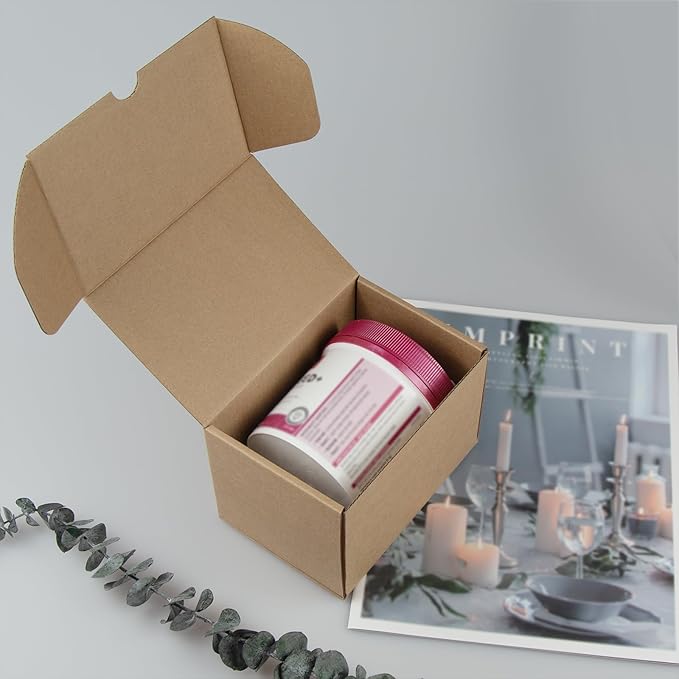 6x4x4 Inches Shipping Boxes Set of 25, Brown Corrugated Cardboard Box Literature Mailer for Packing Small Business
